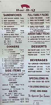 menu for
                    J&M Bar-B-Q